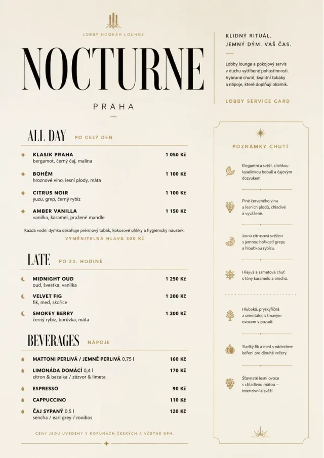 Lobby Service Card hookah-menu menu template preview