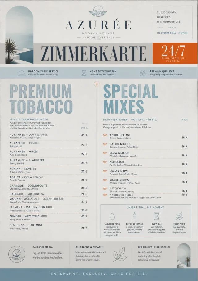In-Room Tray Service hookah-menu menu template preview