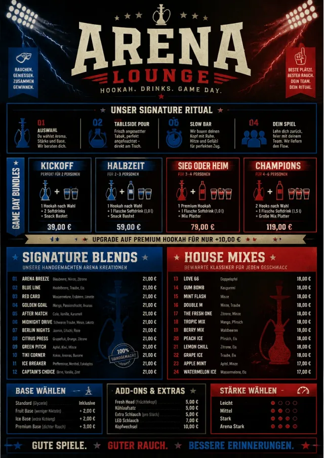 Sports Arena Energy hookah-menu menu template preview