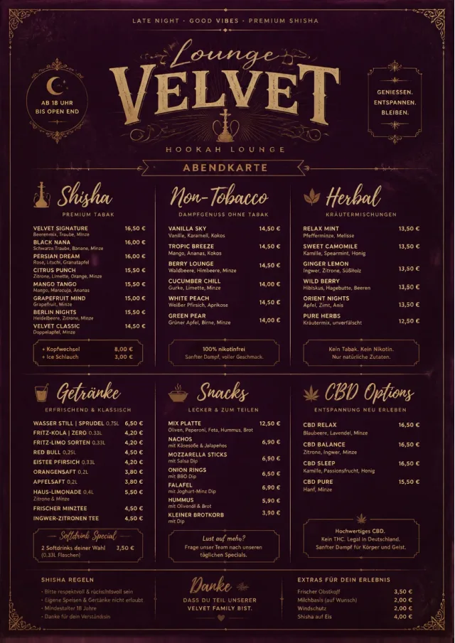 Lounge Velvet hookah-menu menu template preview
