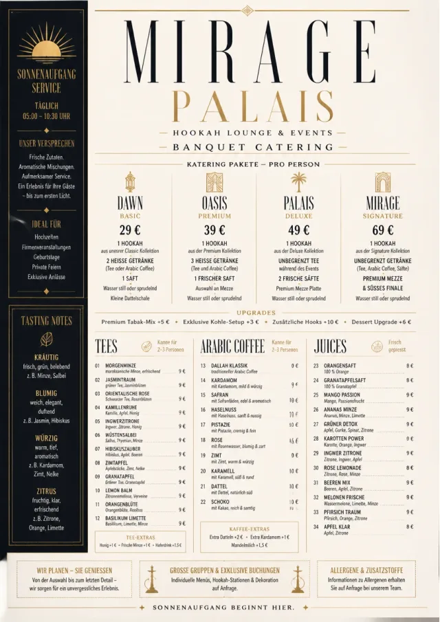 Banquet Catering hookah-menu menu template preview