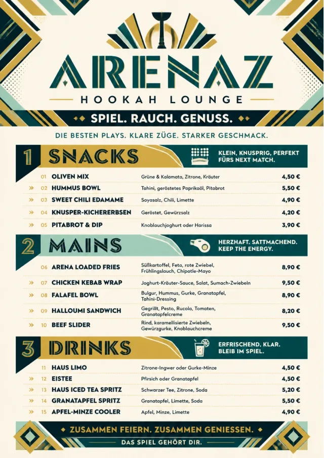 Arena Snack Strip hookah-menu menu template preview