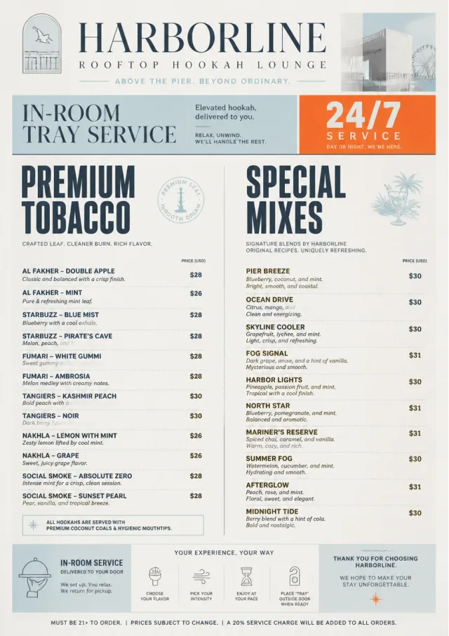 In-Room Tray Service hookah-menu menu template preview