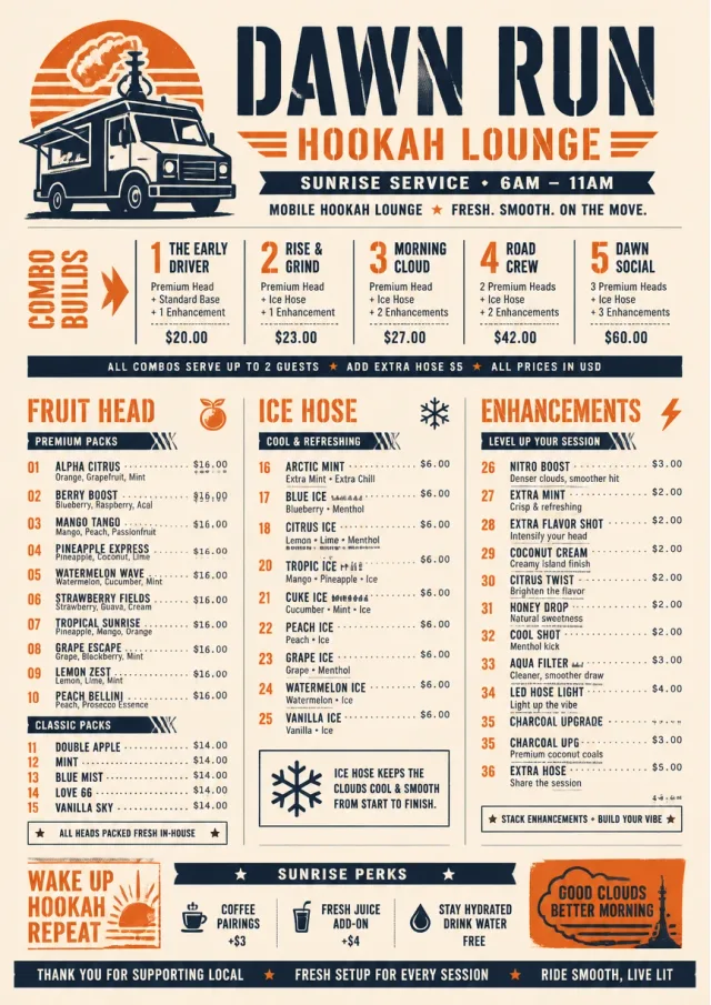 Food Truck Bold hookah-menu menu template preview