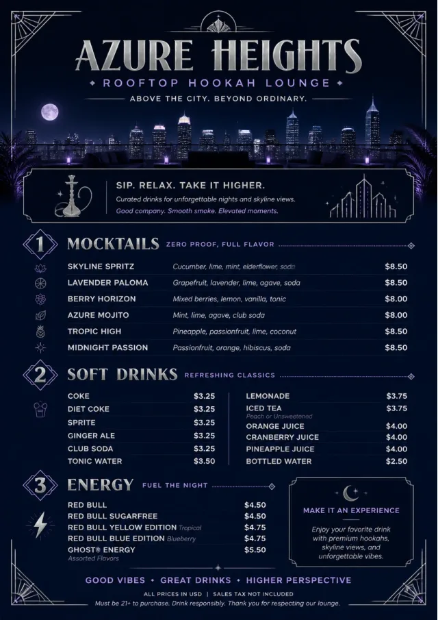 Rooftop Skyline hookah-menu menu template preview