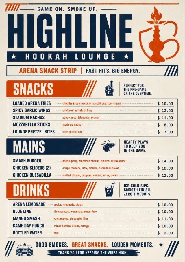 Arena Snack Strip hookah-menu menu template preview