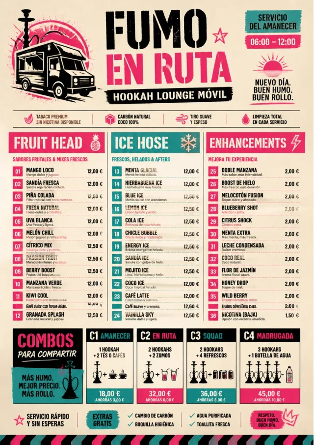 Food Truck Bold hookah-menu menu template preview