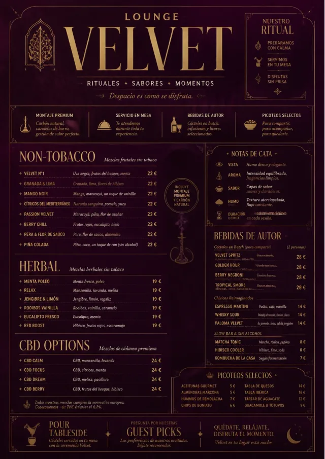 Lounge Velvet hookah-menu menu template preview