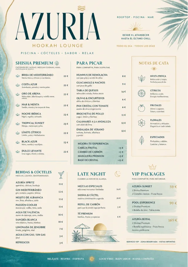 Resort Poolside hookah-menu menu template preview