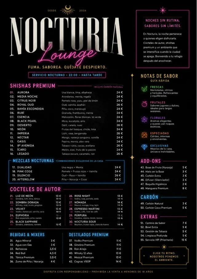 Late Night Service hookah-menu menu template preview
