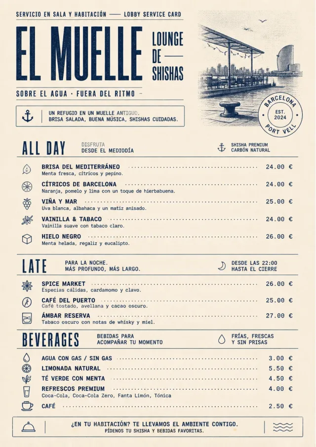 Lobby Service Card hookah-menu menu template preview