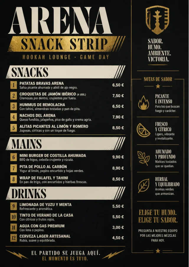 Arena Snack Strip hookah-menu menu template preview