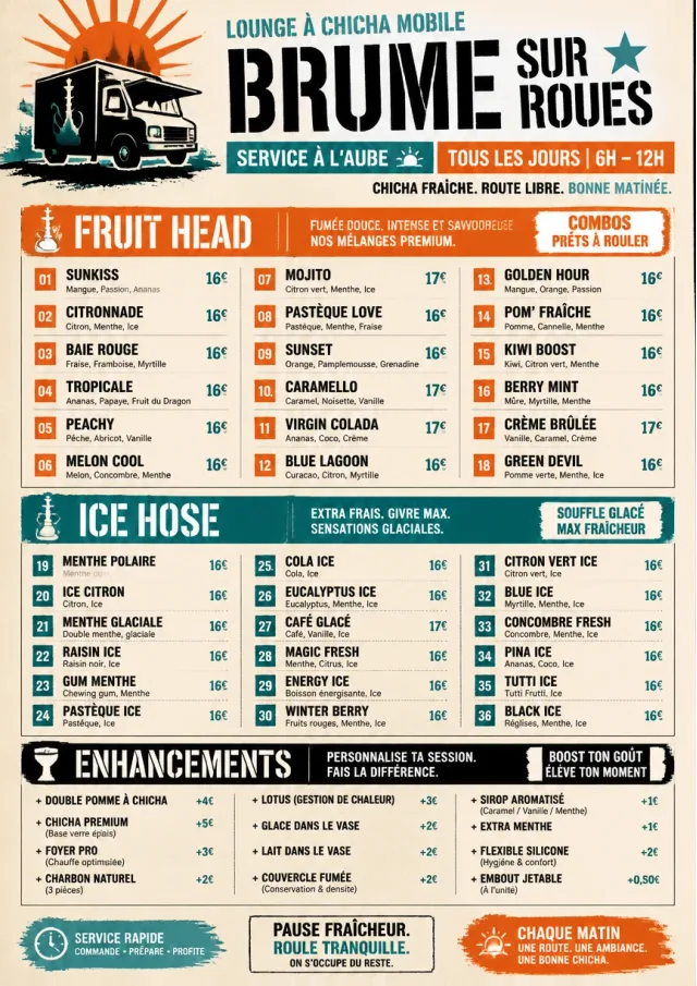 Food Truck Bold hookah-menu menu template preview