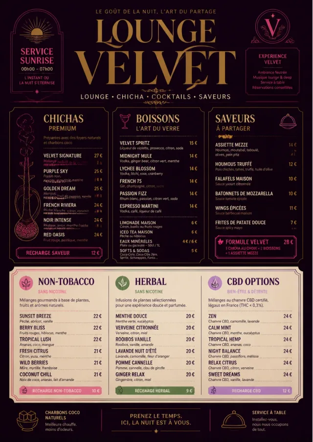 Lounge Velvet hookah-menu menu template preview