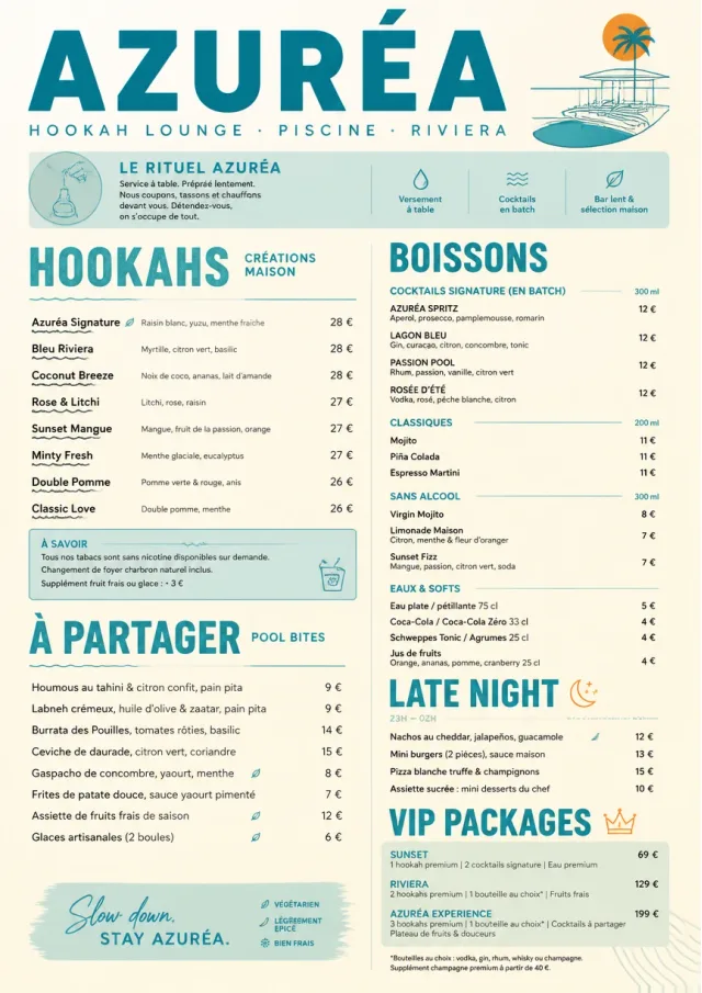 Resort Poolside hookah-menu menu template preview