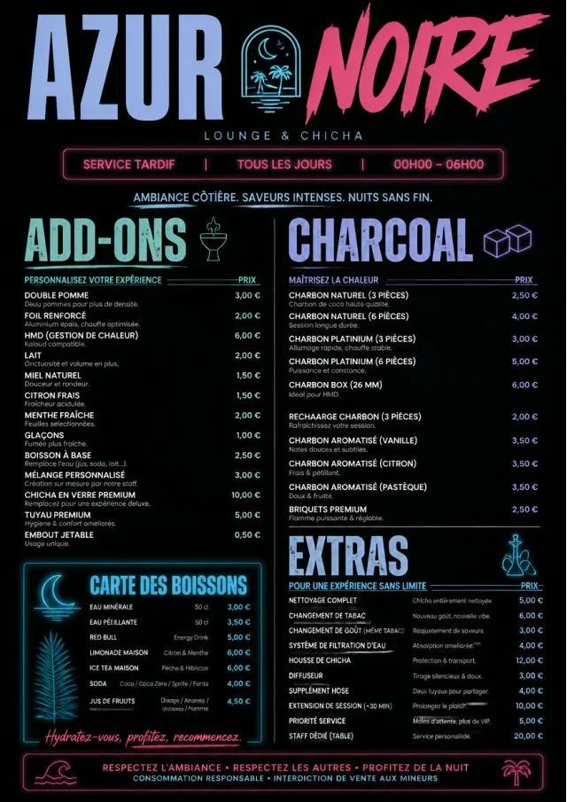 Late Night Service hookah-menu menu template preview