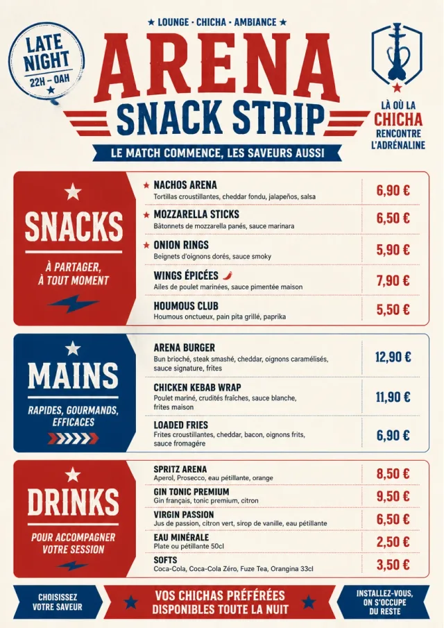Arena Snack Strip hookah-menu menu template preview