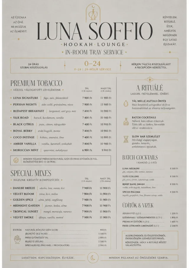 In-Room Tray Service hookah-menu menu template preview