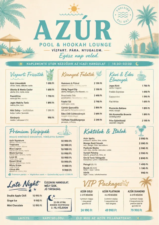 Resort Poolside hookah-menu menu template preview