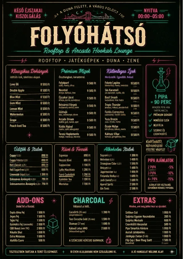 Late Night Service hookah-menu menu template preview
