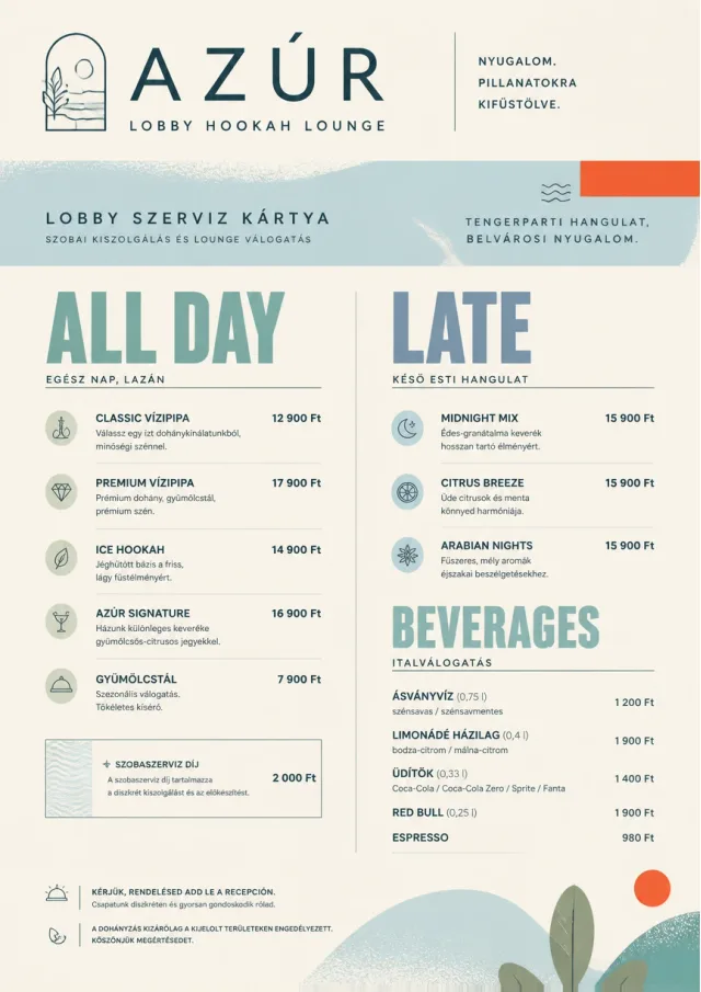 Lobby Service Card hookah-menu menu template preview
