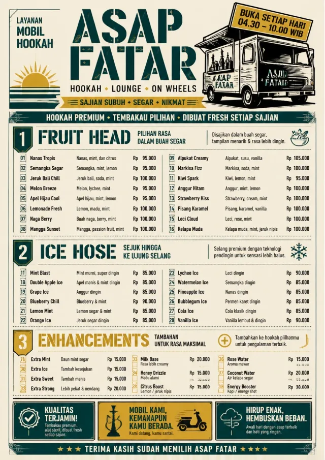 Food Truck Bold hookah-menu menu template preview