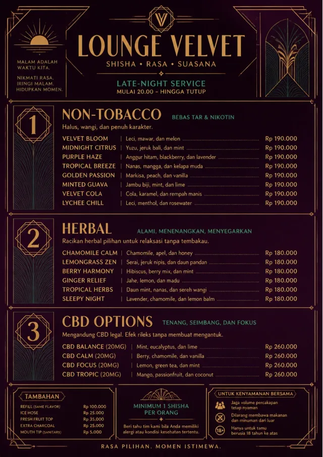 Lounge Velvet hookah-menu menu template preview