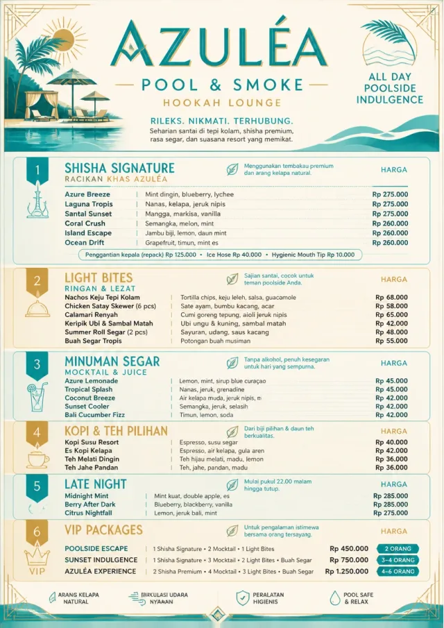 Resort Poolside hookah-menu menu template preview
