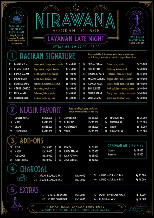 Late Night Service hookah-menu menu template preview