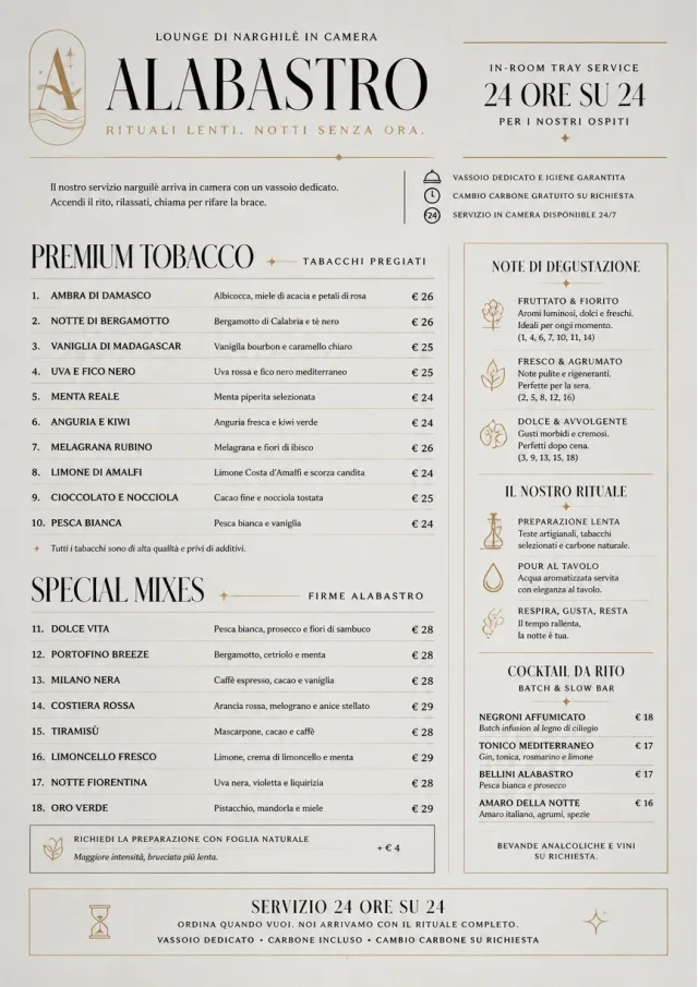 In-Room Tray Service hookah-menu menu template preview