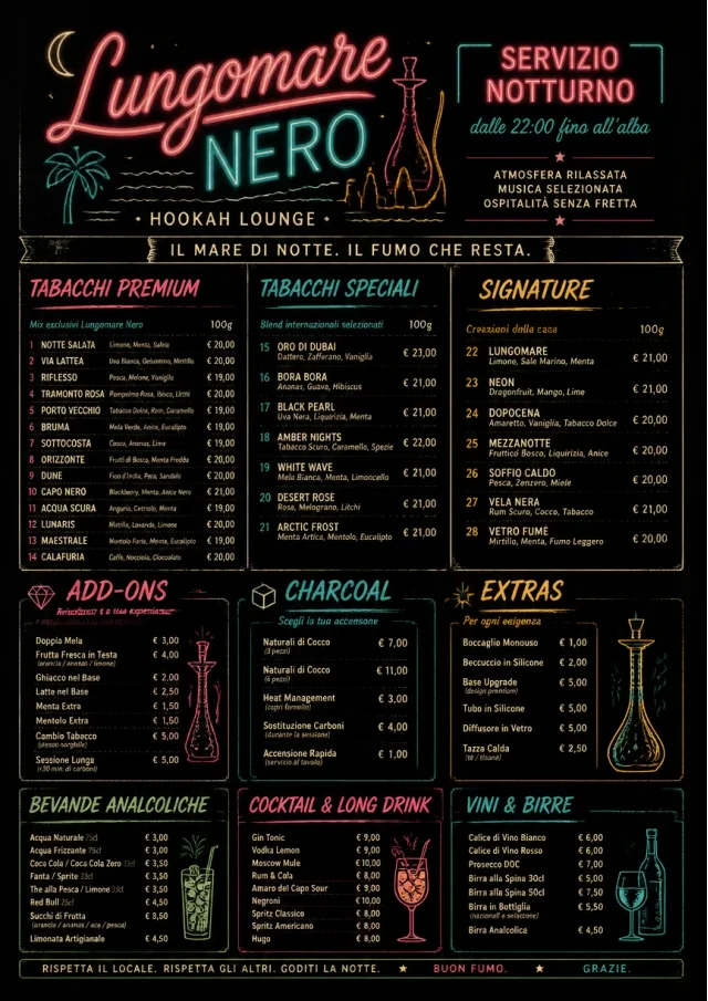 Late Night Service hookah-menu menu template preview