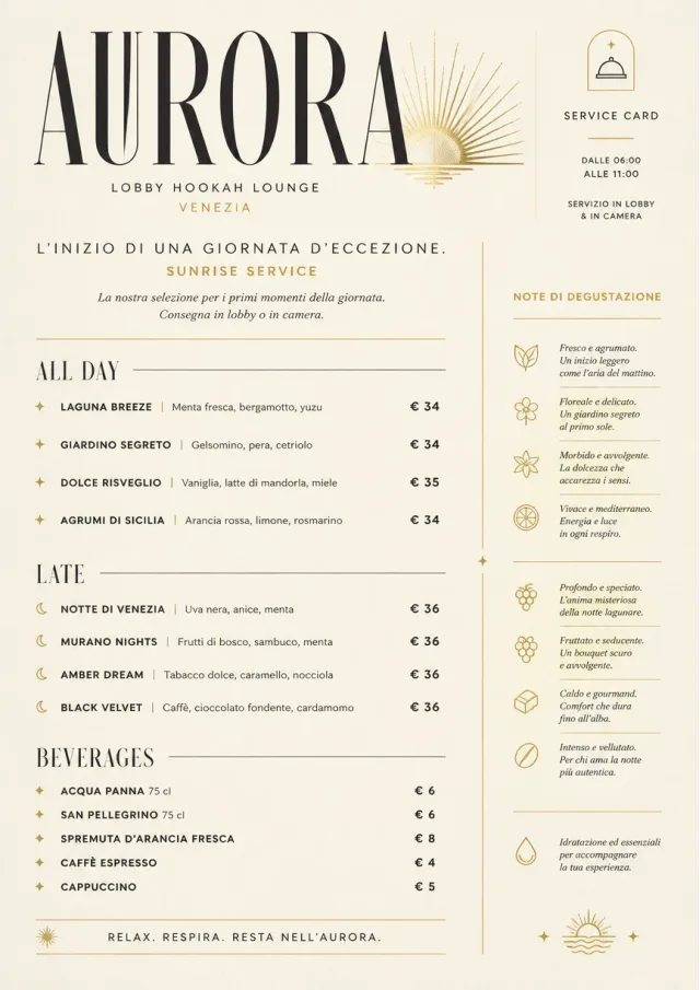 Lobby Service Card hookah-menu menu template preview