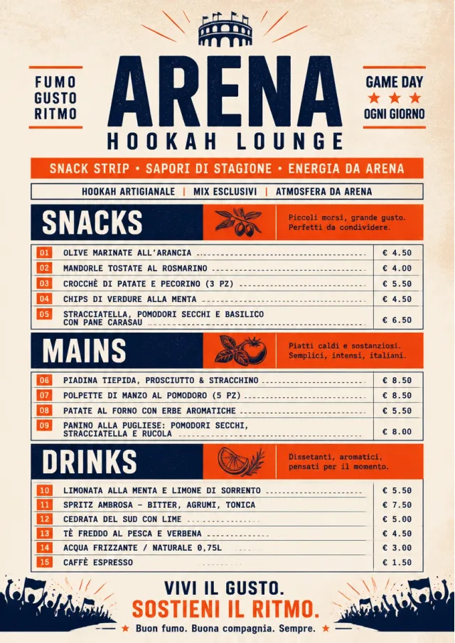 Arena Snack Strip hookah-menu menu template preview