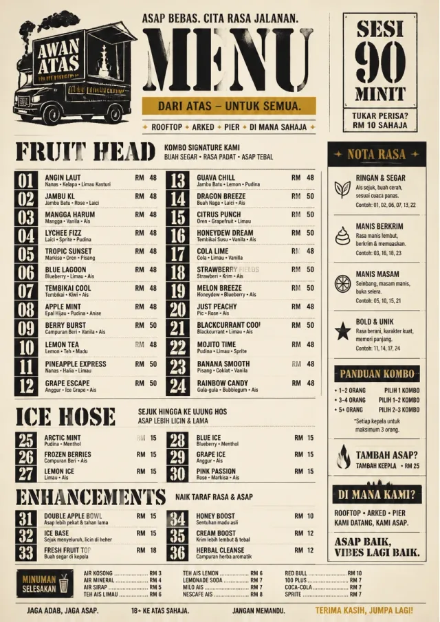 Food Truck Bold hookah-menu menu template preview