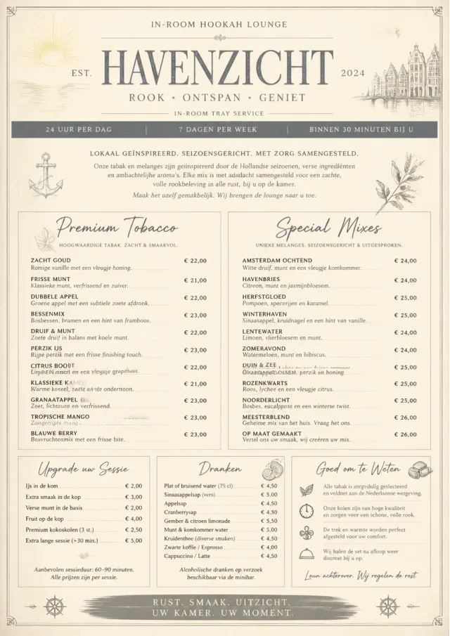 In-Room Tray Service hookah-menu menu template preview