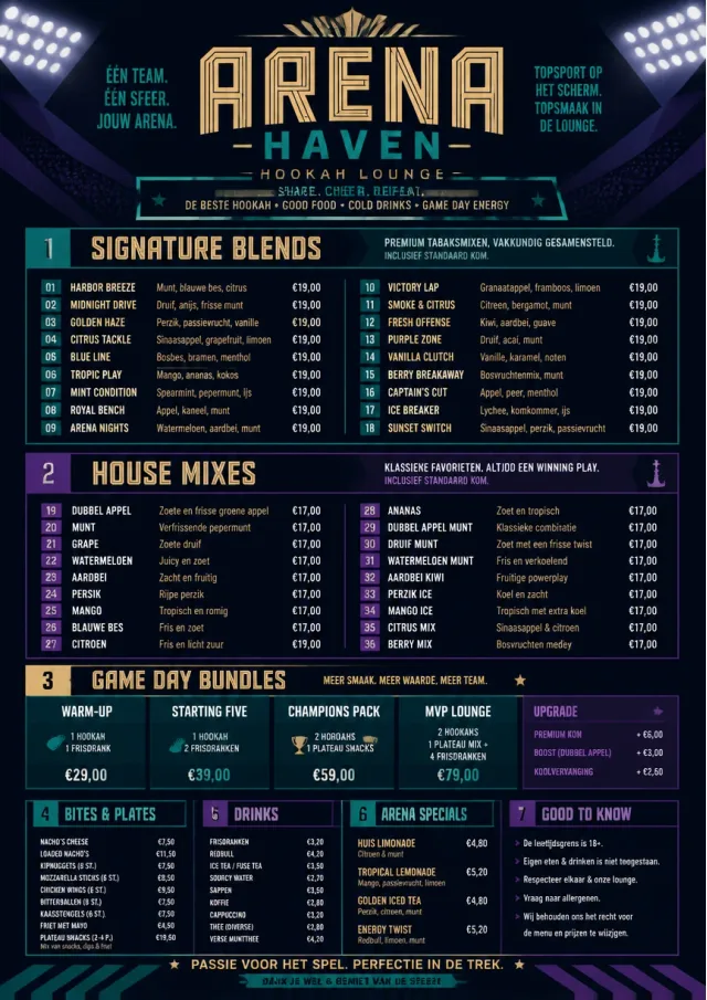 Sports Arena Energy hookah-menu menu template preview