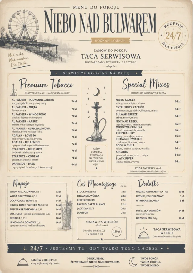 In-Room Tray Service hookah-menu menu template preview