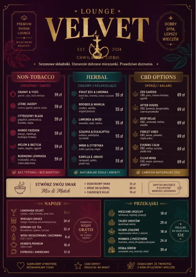 Lounge Velvet hookah-menu menu template preview