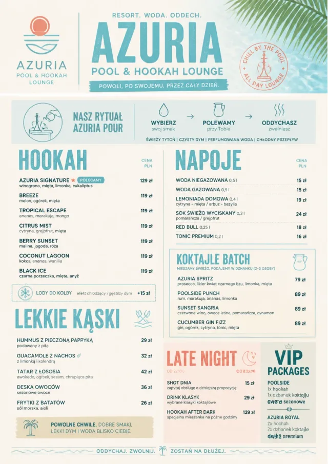 Resort Poolside hookah-menu menu template preview