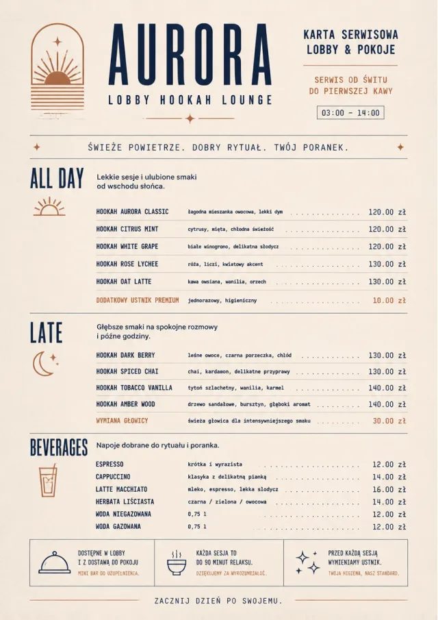 Lobby Service Card hookah-menu menu template preview