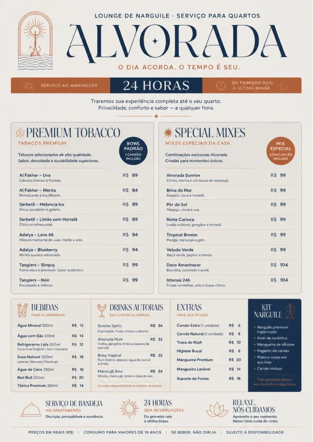 In-Room Tray Service hookah-menu menu template preview