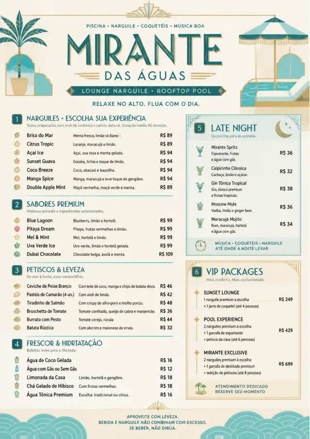 Resort Poolside hookah-menu menu template preview
