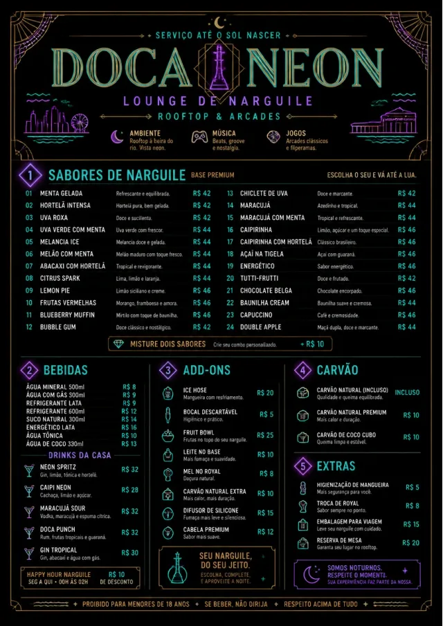 Late Night Service hookah-menu menu template preview