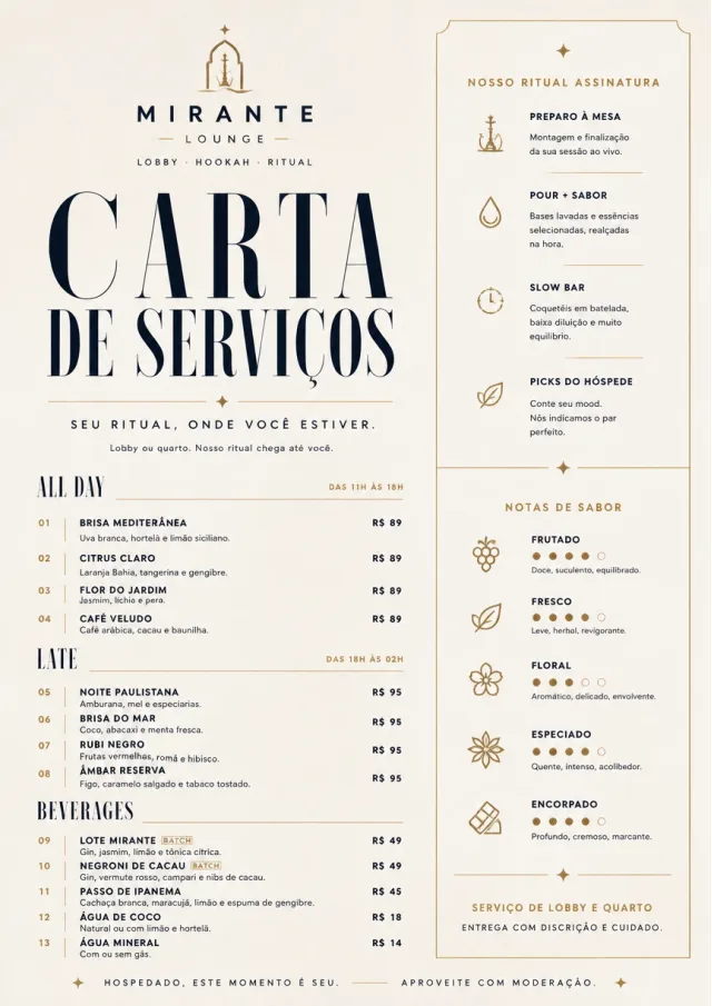 Lobby Service Card hookah-menu menu template preview