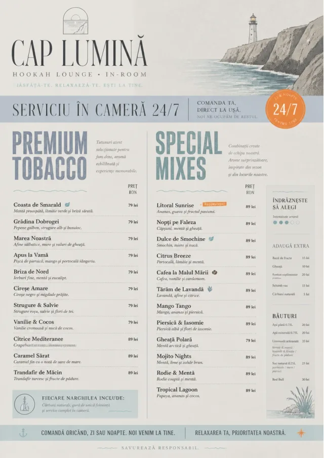In-Room Tray Service hookah-menu menu template preview