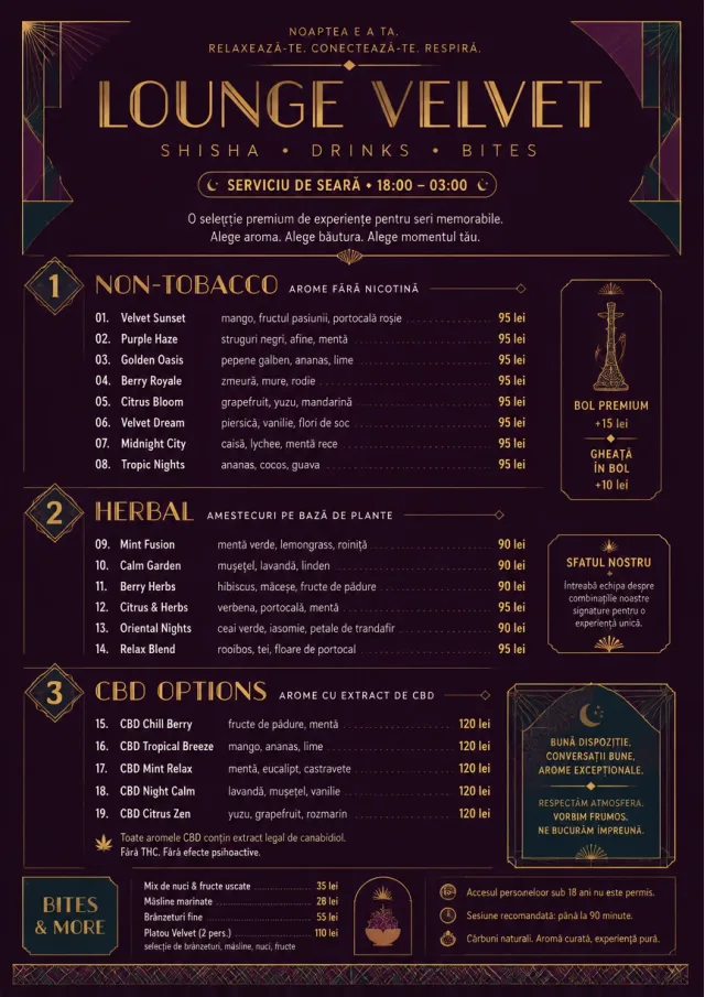 Lounge Velvet hookah-menu menu template preview