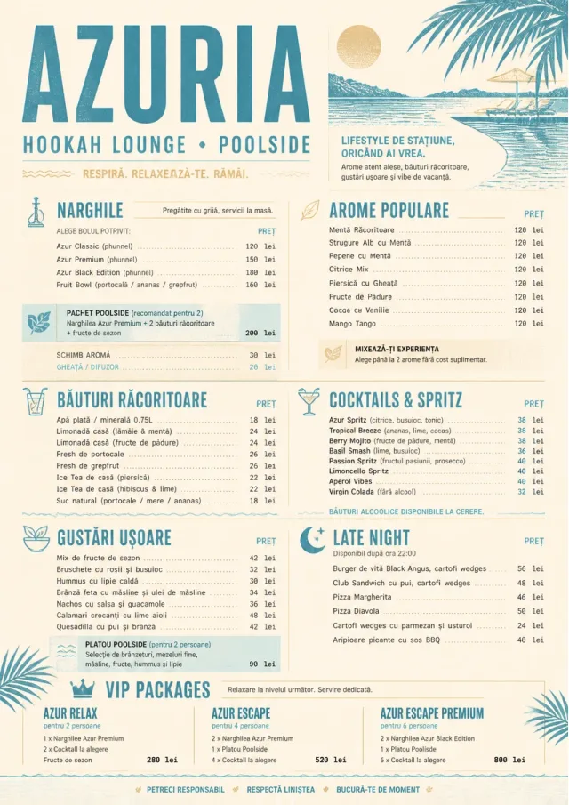 Resort Poolside hookah-menu menu template preview