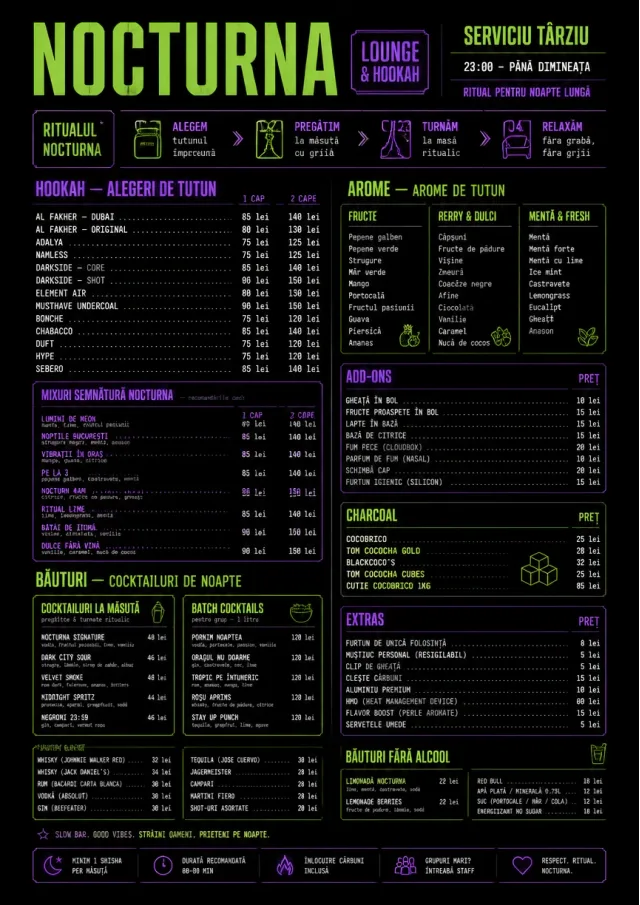 Late Night Service hookah-menu menu template preview