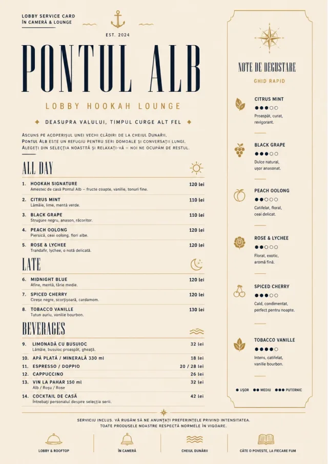 Lobby Service Card hookah-menu menu template preview