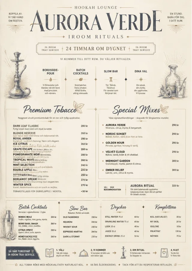 In-Room Tray Service hookah-menu menu template preview
